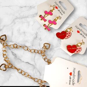 Chic Gold and Pink Heart Jewelry Set